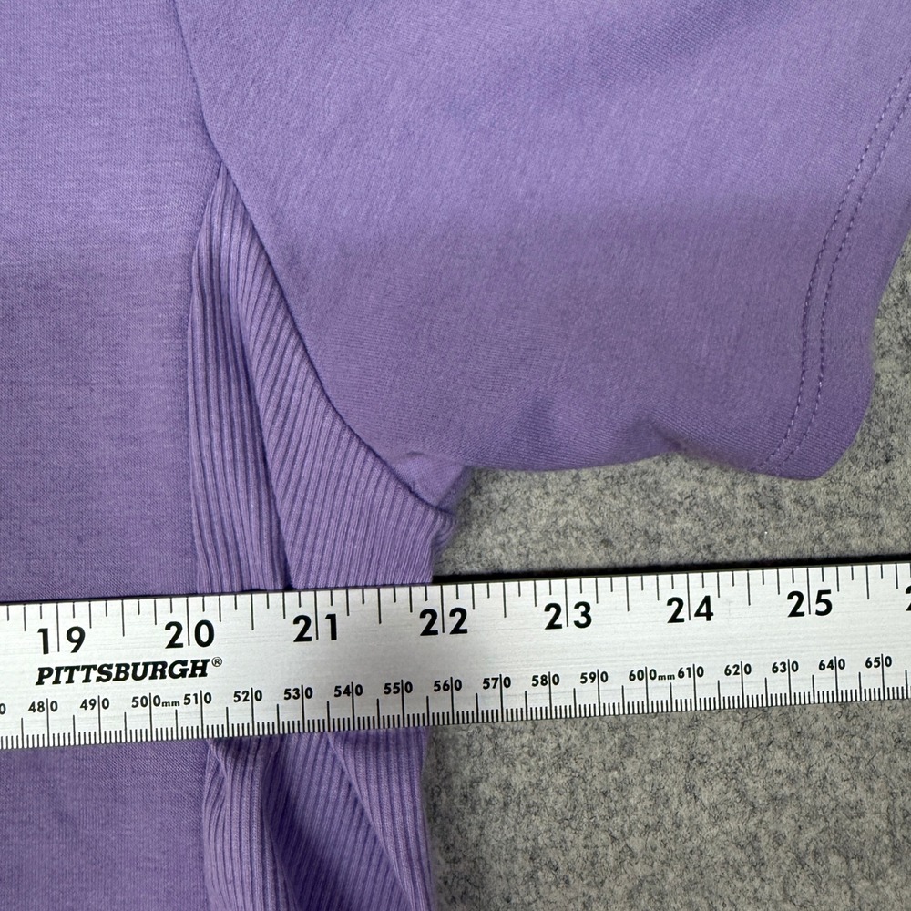Flora Nikrooz V-Neck Top XL Purple Short Sleeve Ribbed Side Panel Loungewear Tee - Picture 4 of 9